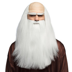 Plešatá parochňa, starý muž s fúzmi a obočím